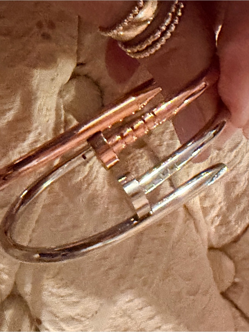 Rose Gold and Silver Nail Bracelet